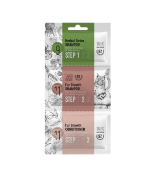 Tauro Pro Line Zestaw Herbal detox szampon 6ml + Fur Growth szampon 8ml + Fur Growth odżywka 4ml