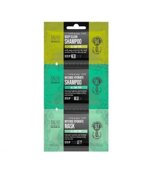Tauro Pro Line Zestaw White and Light Coat Deep Clean szampon 6ml + Intense Hydrate szampon 8ml + Intense hydrate maska 4ml