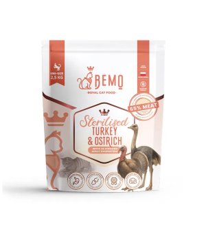 BEMO Karma sucha dla kotów sterylizowanych Indyk i Struś 2,5kg