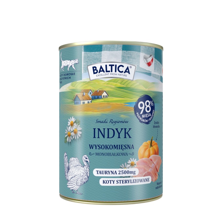Baltica karma mokra dla kotów dorosłych Mono Indyk 400g