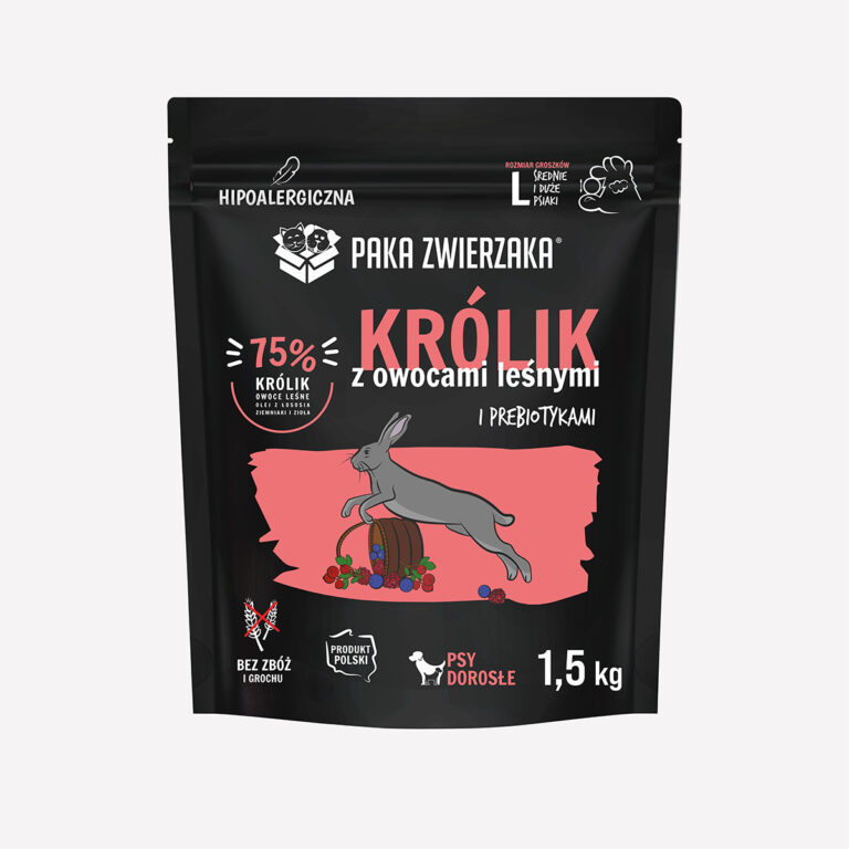 Paka Zwierzaka Karma Sucha Seven`th Heaven dla ras dużych Królik z Owocami Leśnymi rozm. L adult 1,5kg
