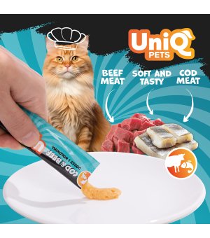 UNIQ PETS PurrCream Sosik dla kota Dorsz i Wołowina 15g - 1szt.