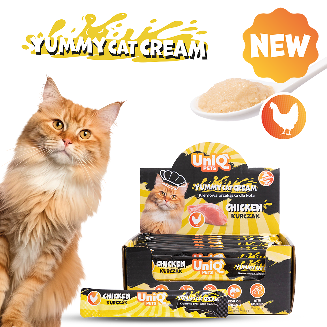 UNIQ PETS PurrCream Sosik dla kota Kurczak 15g - 1szt.