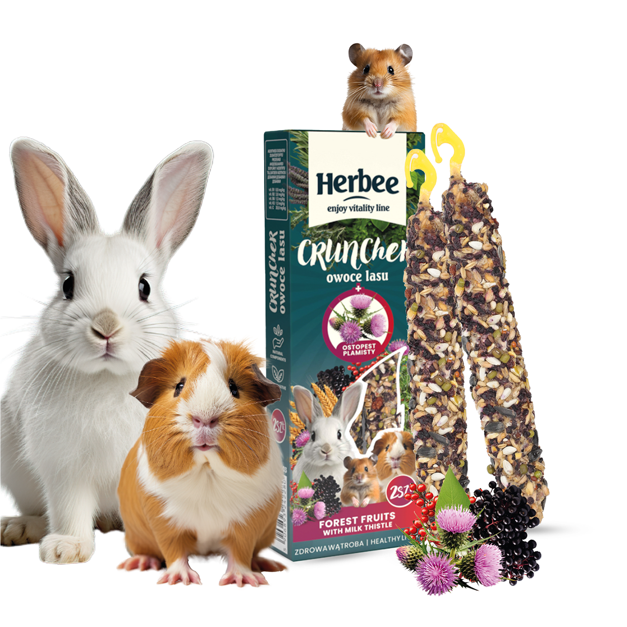 UNIQ PETS HERBEE Kolby Owoce Lasu z Ostropestem 115g