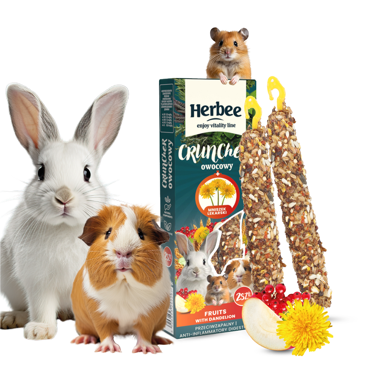 UNIQ PETS HERBEE Kolby Owocowe z Mniszkiem Lekarskim 115g