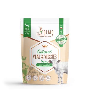 BEMO Karma sucha dla psów ras średnich i dużych Optimal Cielęcina z Warzywami M/L 1kg