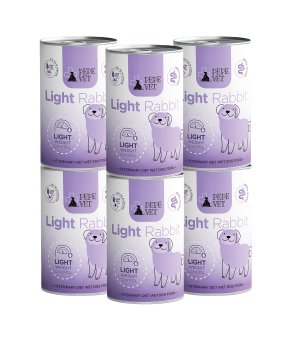 PEPE VET Karma mokra dla psa Light Rabbit - Królik - ZESTAW 6x 400g