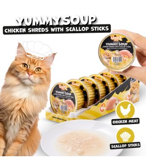UNIQ PETS Yummy Soup rosół dla kota z kawałkami Kurczaka i Paluszkami z Przegrzewków 60g