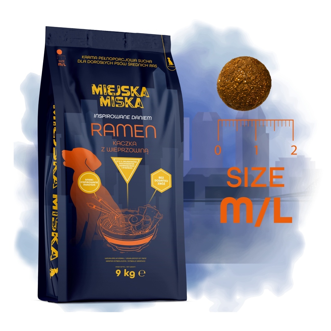 GACZOO Mijska Miska karma sucha dla psów dorosłych Ramen Kaczka M/L 9kg