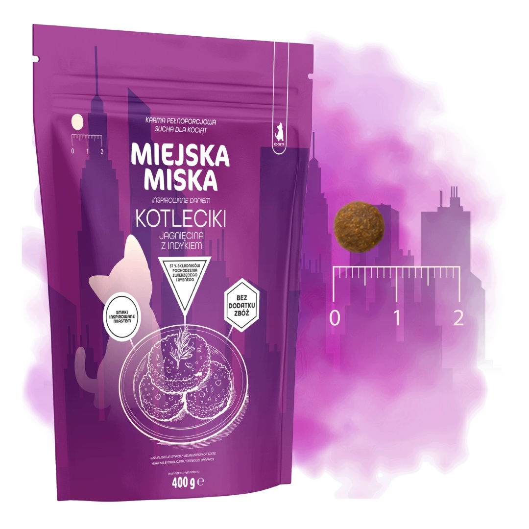 GACZOO Mijska Miska karma sucha dla kociąt Kotleciki Jagnięce XS/S 400g