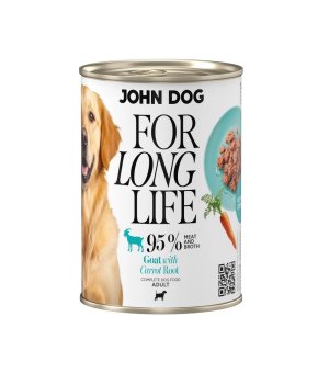 John Dog For Long Life mokra karma dla dorosłego psa - koza z korzeniem marchwi 400g