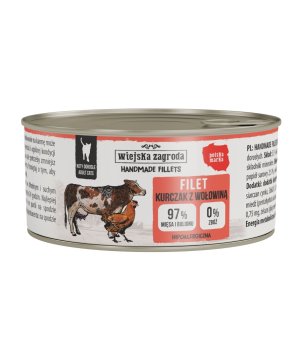Wiejska Zagroda KOT karma mokra dla kotów dorosłych handmade  - Fileciki Kurczak z Wołowiną 85g puszka