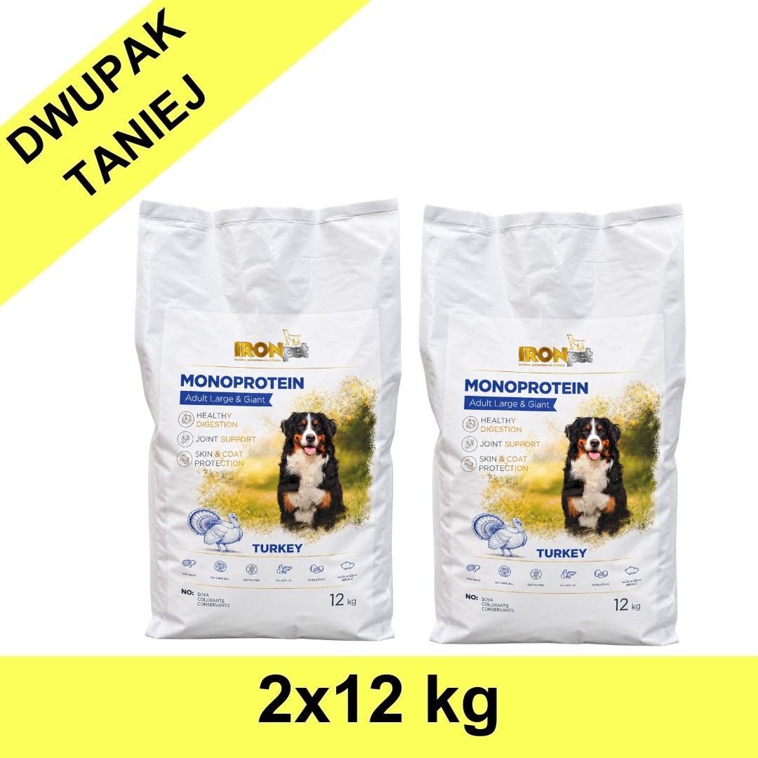 IRONpet TURKEY Large & Giant Adult Indyk 12kg x2 - taniej - NOWA RECEPTURA