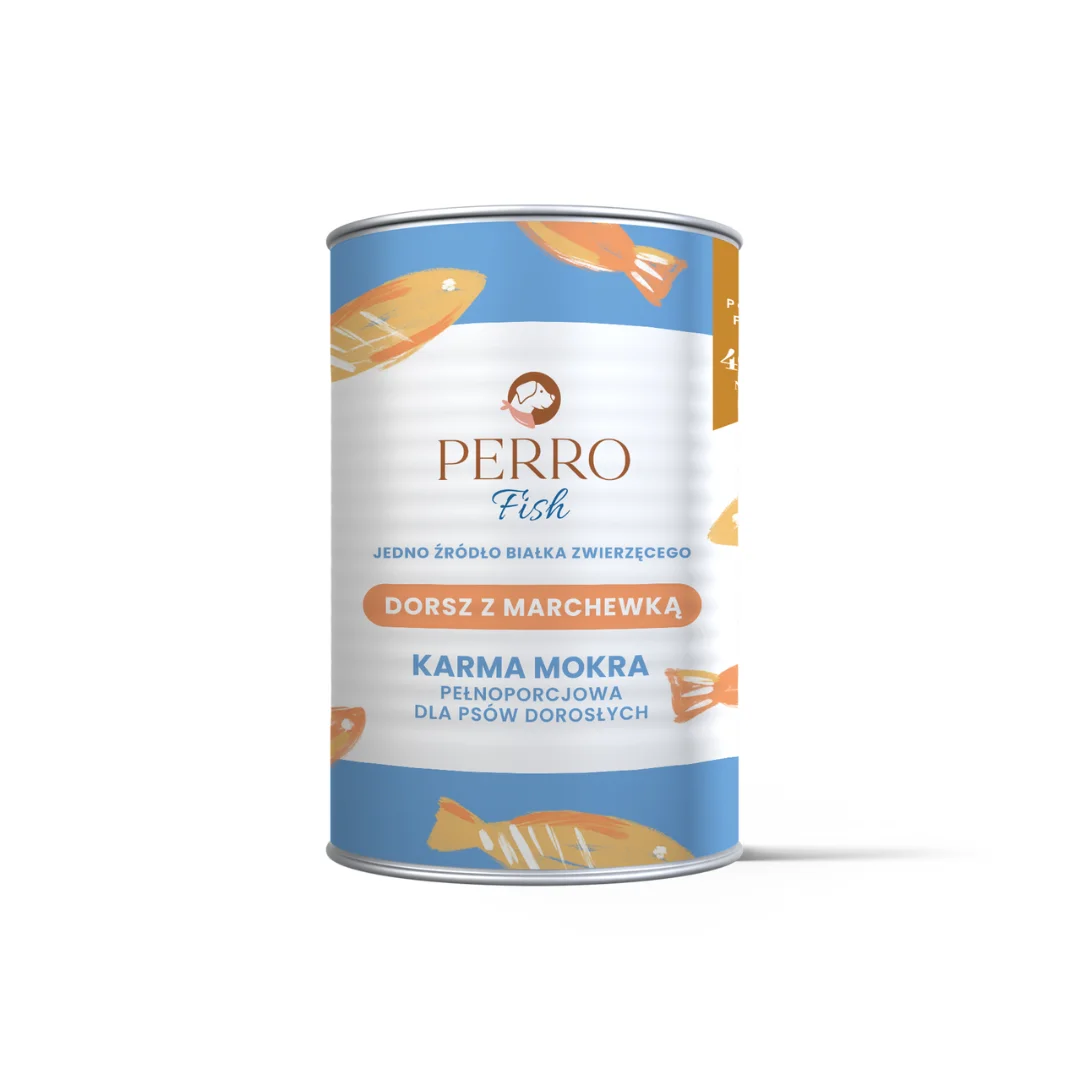 400g - Dorsz z marchewką - Perro Fish - karma mokra dla psa dorosłego - Nowa Formuła - puszka