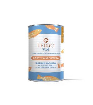 400g - Dorsz z marchewką - Perro Fish - karma mokra dla psa dorosłego - Nowa Formuła - puszka