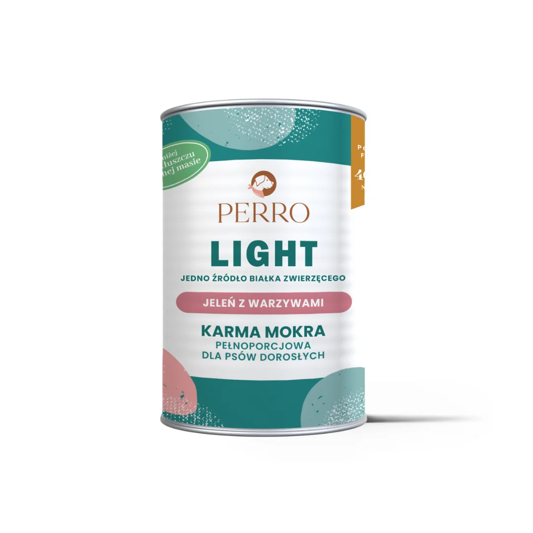 400g - Jeleń z Warzywami - Perro Light - karma mokra monobiałkowa dla psa dorosłego - puszka