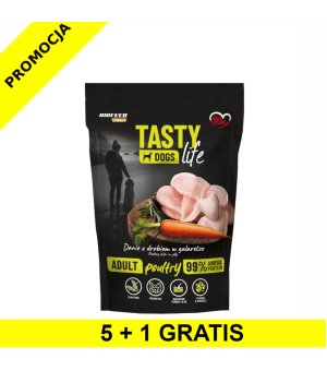 5+1 GRATIS Tasty Dogs Life karma mokra dla psów dorosłych danie w galaretce Drób 500g saszetka