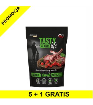 5+1 GRATIS Tasty Dogs Life karma mokra dla psów dorosłych danie w galaretce Jagnięcina 500g saszetka