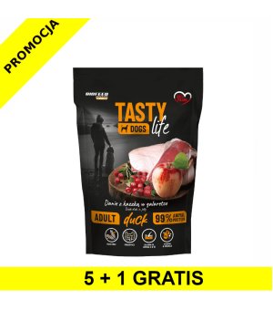 5+1 GRATIS Tasty Dogs Life karma mokra dla psów dorosłych danie w galaretce Kaczka 500g saszetka