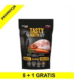 5+1 GRATIS Tasty Dogs Life karma mokra dla psów dorosłych danie w galaretce Indyk 500g saszetka