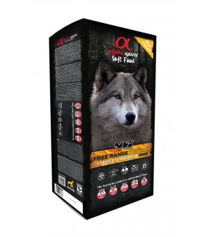 Alpha Spirit karma miekka dla psów Poultry 9kg (45x200g)