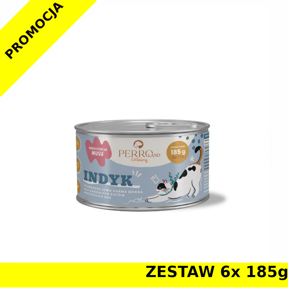 6x 185g - Indyk - PERROland CATering - karma mokra dla kotów dorosłych - zestaw