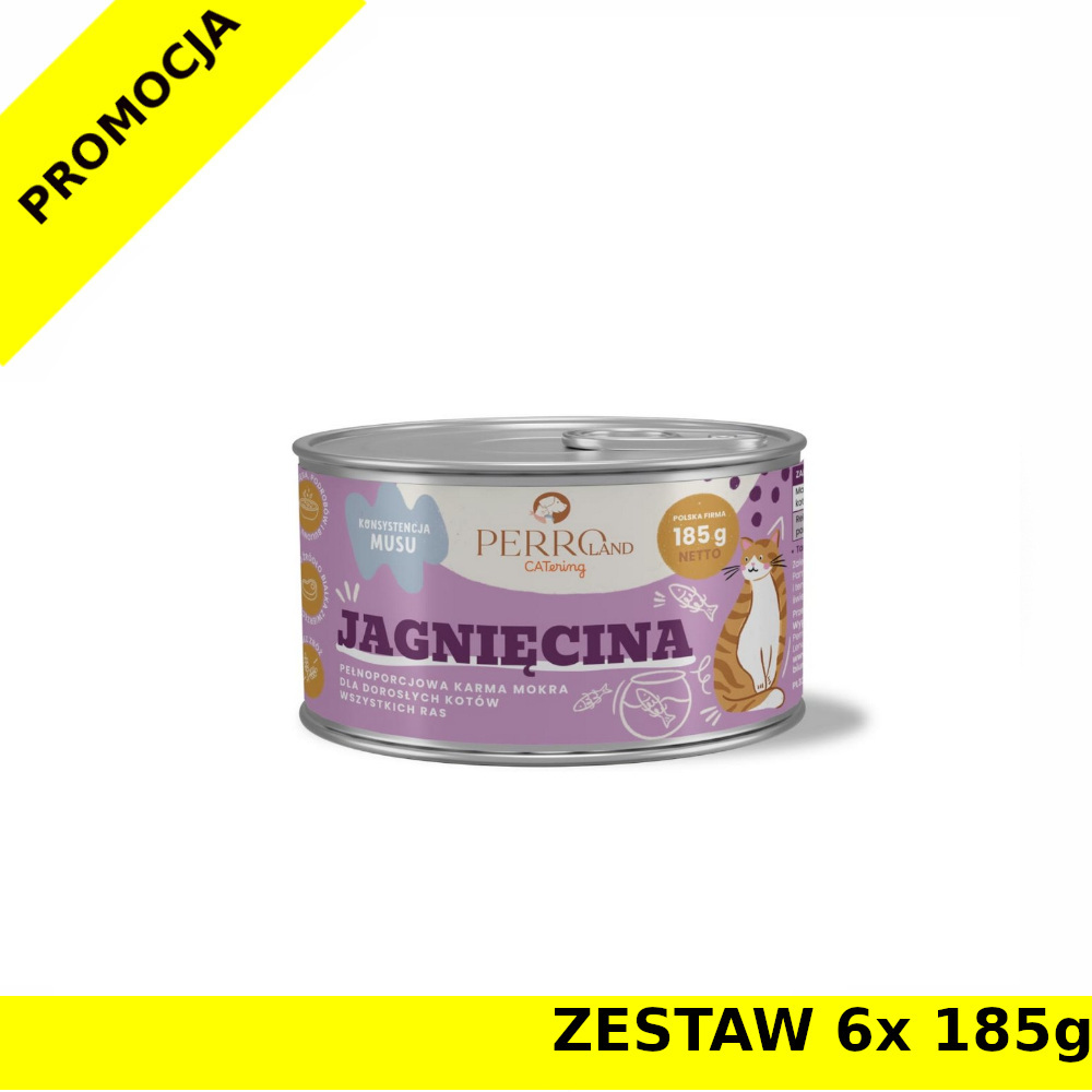 6x 185g - Jagnięcina - PERROland CATering - karma mokra dla kotów dorosłych - zestaw