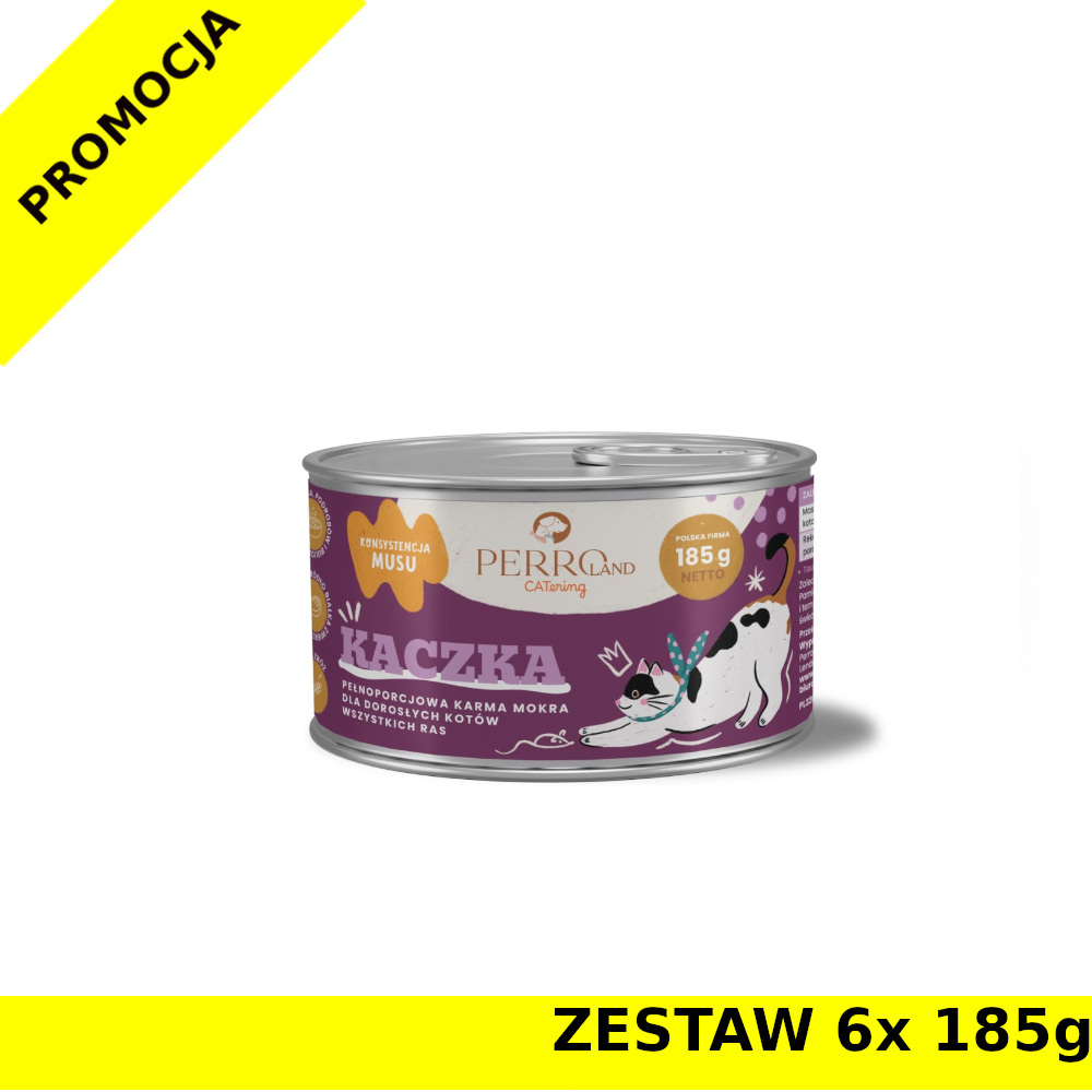 6x 185g - Kaczka - PERROland CATering - karma mokra dla kotów dorosłych - zestaw