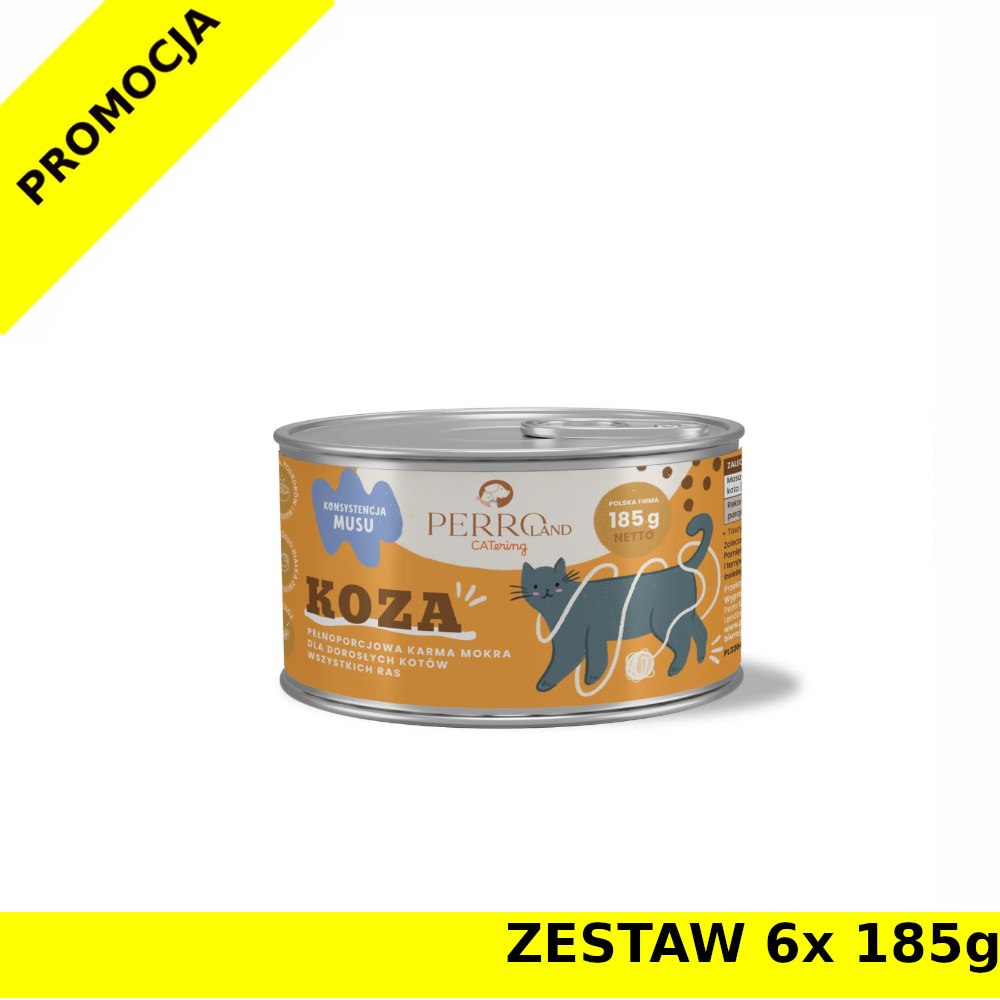 6x 185g - Koza - PERROland CATering - karma mokra dla kotów dorosłych - zestaw