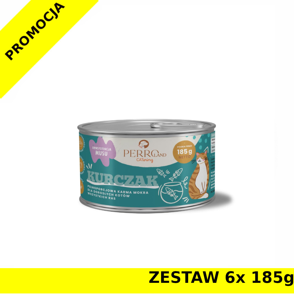 6x 185g - Kurczak - PERROland CATering - karma mokra dla kotów dorosłych - zestaw