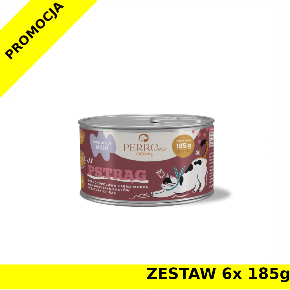 6x 185g - Pstrąg - PERROland CATering - karma mokra dla kotów dorosłych - zestaw