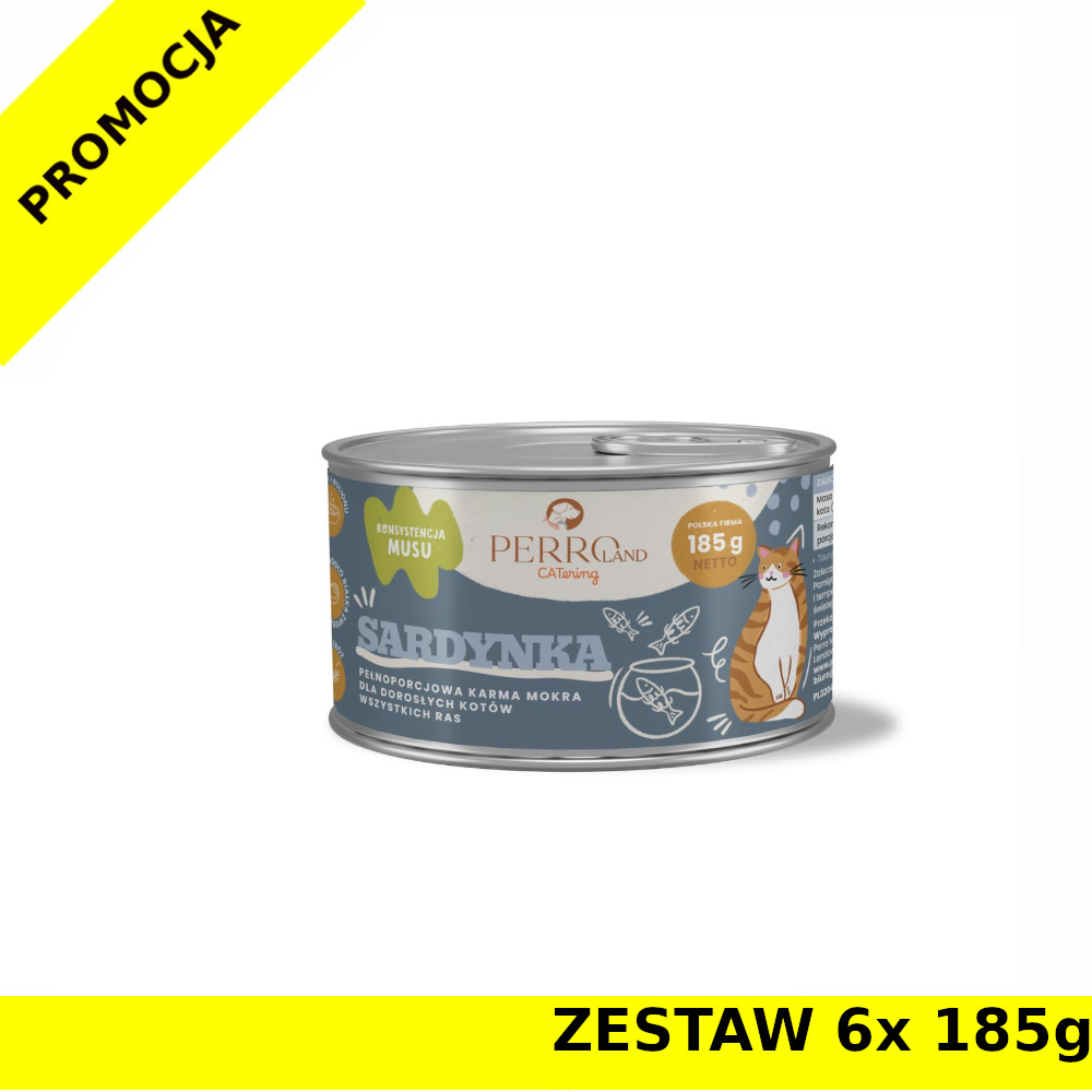 6x 185g - Sardynki - PERROland CATering - karma mokra dla kotów dorosłych - zestaw