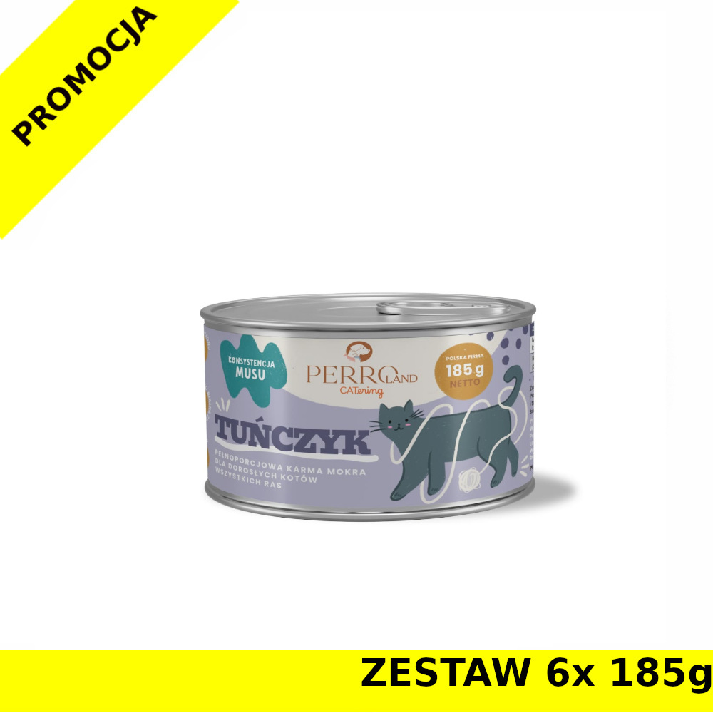 6x 185g - Tuńczyk - PERROland CATering - karma mokra dla kotów dorosłych - zestaw