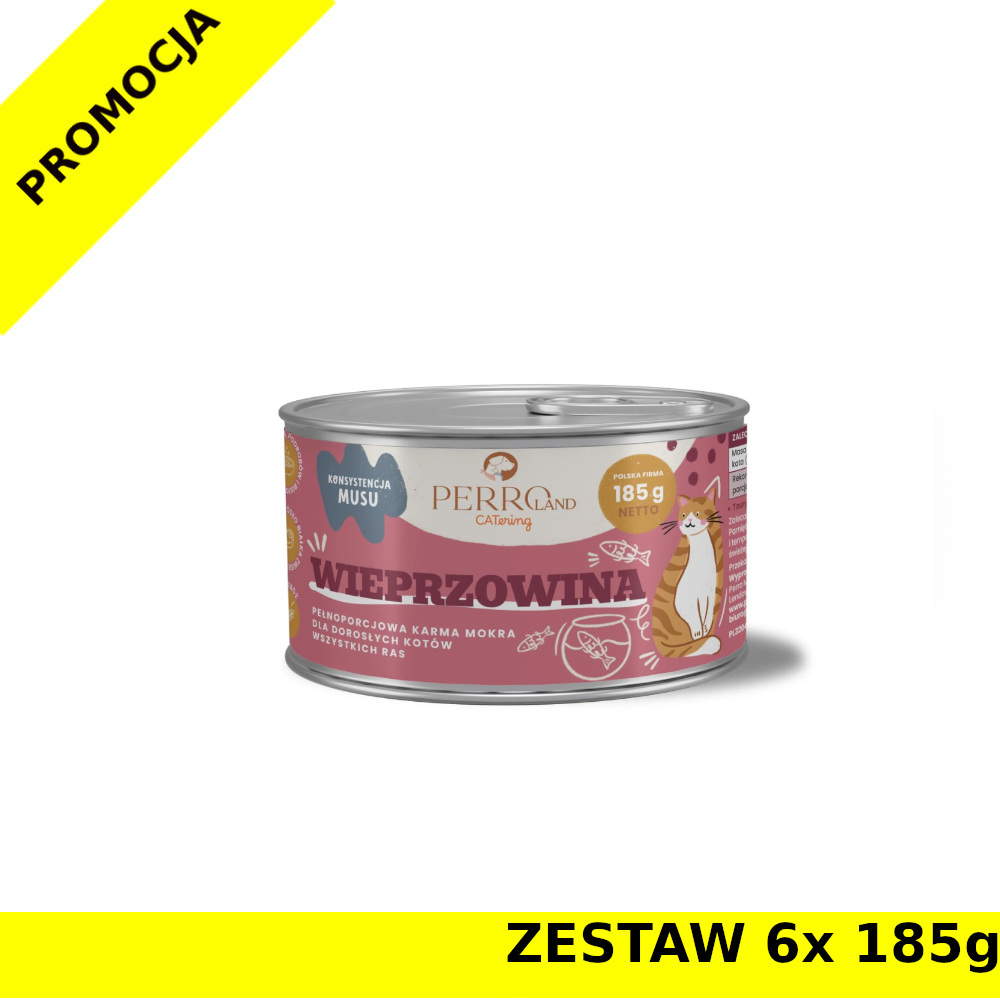 6x 185g - Wieprzowina - PERROland CATering - karma mokra dla kotów dorosłych - zestaw