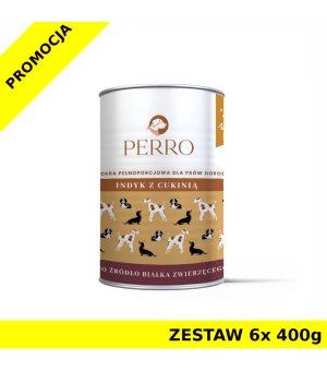 6x 400g - Indyk z cukinią - Perro - karma mokra dla psów dorosłych - zestaw NOWA FORMUŁA