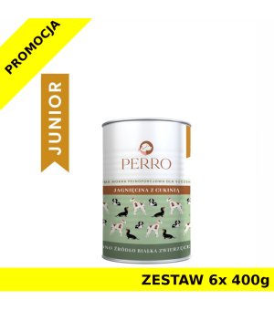 6x 400g - Jagnięcina z Cukinią - szczenięta - Perro - karma mokra dla psa - zestaw