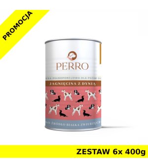 6x 400g - Jagnięcina z dynią - Perro - karma mokra dla psa dorosłego - zestaw