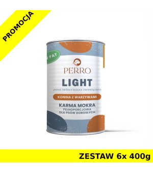 6x 400g - Konina z Warzywami - Perro Light - karma mokra monobiałkowa dla psa dorosłego - zestaw