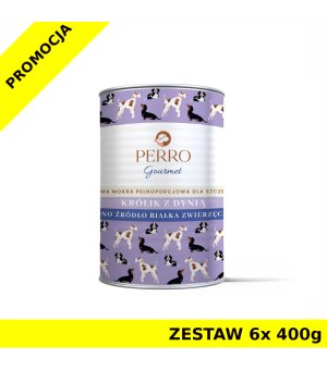 6x 400g - Królik z Dynią - szczenięta - Perro Gourmet - karma mokra dla psa - zestaw