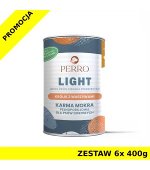 6x 400g - Królik z Warzywami - Perro Light - karma mokra monobiałkowa dla psa dorosłego - zestaw