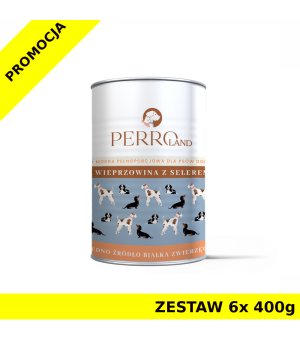 6x 400g - Wieprzowina z selerem - Perro - karma mokra dla psów dorosłych - zestaw - NOWA FORMUŁA I GRAMATURA