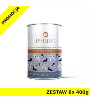 6x 400g - Indyk z dynią - szczenięta - Perro - karma mokra dla psa - zestaw