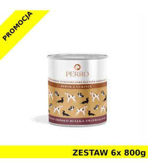 6x 800g - Indyk z cukinią - Perro - karma mokra dla psów dorosłych - zestaw - NOWA FORMUŁA