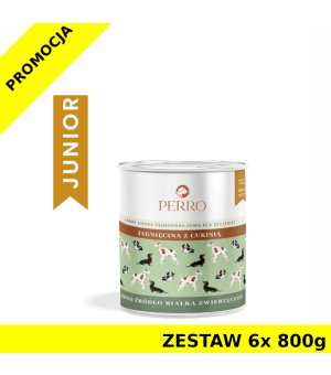 6x 800g - Jagnięcina z Cukinią - szczenięta - Perro - karma mokra dla psa - zestaw