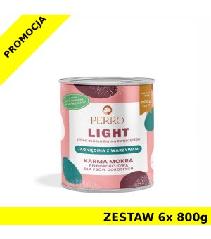 6x 800g - Jagnięcina z Warzywami - Perro Light - karma mokra monobiałkowa dla psa dorosłego - zestaw