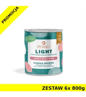 6x 800g - Jeleń z Warzywami - Perro Light - karma mokra monobiałkowa dla psa dorosłego - zestaw