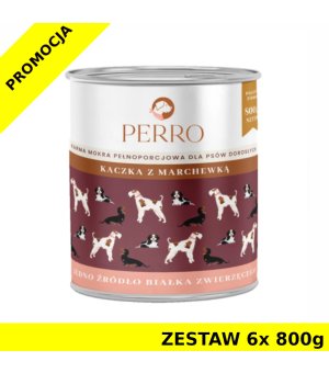 6x 800g - Kaczka z marchewką - Perro - karma mokra dla psów dorosłych - zestaw