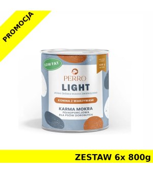 6x 800g - Konina z Warzywami - Perro Light - karma mokra monobiałkowa dla psa dorosłego - zestaw