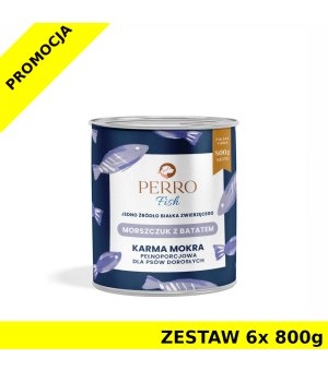 6x 800g - Morszczuk z Batatem - Perro Fish - karma mokra dla psa dorosłego - zestaw