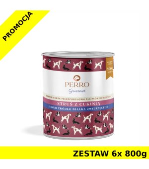 6x 800g - Struś z Cukinią - Perro Gourmet - karma mokra dla psa dorosłego - zestaw